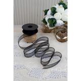 Mortex Siyah Şifon Kurdele 2.5 cm 20 mt - Bohça, Nikah, Nişan, Çeyiz, Hediye, Süsleme, Doğum Günü, Parti