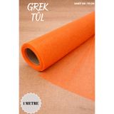Mortex Turuncu İran Grek Tül Boy 1 Metre En 70 Cm - Nişan Kına Düğün Bohça Kapı Doğum Parti Çeyiz Süslemesi