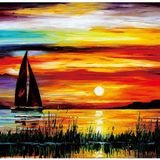 Moruska Yetişkinler için Sunrise Yelkenli Tekne Yapboz 1000 Parça Ahşap Yapboz Gradyan Renk Yağlı Boya Sanat Yapbozları Zor ve Benzersiz