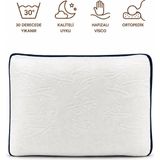 MORVELLA Air Comfort Klimalı Ortopedik Visco/ Visko Yastık 60*40*15 cm 1250 gr - Beyaz - Koyu Mavi