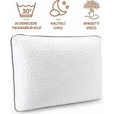 Morvella Luna Serisi Spagetti Visco Ortopedik Lacivert Biyeli Yastık 60X40 cm 1200 gr - 60 x 40 cm - Beyaz