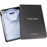 Morven Buz Mavisi Slim Fit Düz Sert Yaka Kolay Ütülenebilen (HEDİYE KUTULU) Uzun Kollu Gömlek