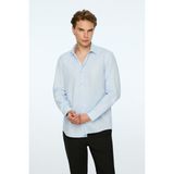 Morven Erkek A. Mavi Basic Regular Fit Sert Yaka Gömlek - 3XL - Buz Mavisi