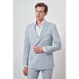 Morven Erkek A. MAVİ Çizgili Desen Kruvaze Slim Fit Sivri Yaka Takım Elbise