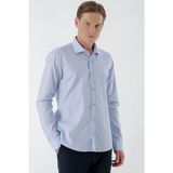 Morven Erkek A. Mavi Pamuk Desenli Italyan Yaka Slim Fit Gömlek - Buz Mavisi