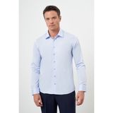 Morven Erkek A. Mavi Pamuk Düz Desen Sert Yaka Slim Fit Gömlek - Buz Mavisi - 2XL
