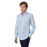 Morven Erkek A. MAVİ Pamuk Slim Fit İtalyan Yaka Gömlek