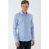 Morven Erkek A. Mavi Parma Armür Şamre Desenli Slim Fit Gömlek - Buz Mavisi