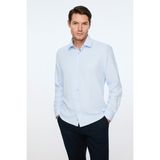 Morven Erkek A. Mavi Polyester Trend Desenli Dynamic Fit Sert Yaka Gömlek - XL - Buz Mavisi