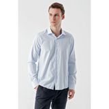 Morven Erkek A. Mavi Trend Baskılı Desenli Italyan Yaka Slim Fit Gömlek - Buz Mavisi