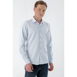 Morven Erkek A. Mavi Trend Baskılı Desenli İtalyan Yaka Slim Fit Gömlek