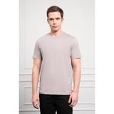 Morven Erkek Açık Gri Basic Bisiklet Yaka Dynamic Fit Pamuk T-Shirt - Koyu Gri