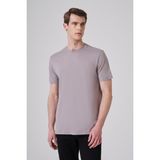 Morven Erkek Açık Gri Basic Bisiklet Yaka Dynamic Fit Pamuk T-Shirt - XL - Koyu Gri