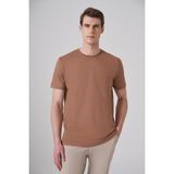Morven Erkek Açık Kahve Basic Bisiklet Yaka Dynamic Fit Pamuk T-Shirt - Açık Kahverengi