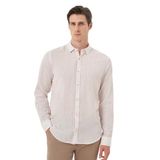 Morven Erkek Bej Keten Trend Dynamic Fit Britli Yaka Gömlek