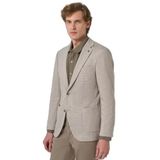 Morven Erkek Bej Örme Trend Desenli Slim Fit Mono Yaka Ceket