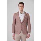 Morven Erkek Bej Örme Trend Kareli Slim Fit Mono Yaka Ceket - 52 - 6 Drop