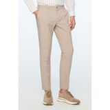 Morven Erkek Bej Poliviskon Trend Desenli Slim Fit Lastikli Pantolon