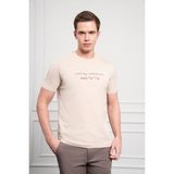 Morven Erkek Bej Trend Bisiklet Yaka Dinamik Fit Pamuk T-Shirt