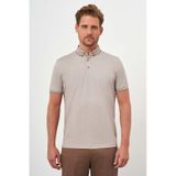 Morven Erkek Bej Trend Merserize Düz Düğmeli Yaka Dynamic Fit T-shirt