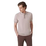 Morven Erkek Bej Trend Polo Yaka Jakarlı Triko T-Shirt