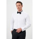 Morven Erkek Beyaz Manşetli Düz Desen Ata Yaka Slim Fit Gömlek - XL