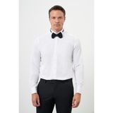 Morven Erkek Beyaz Manşetlii Jakar Desen Ata Yaka Slim Fit Gömlek - XL