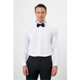 Morven Erkek Beyaz Manşetlii Jakar Desen Ata Yaka Slim Fit Gömlek
