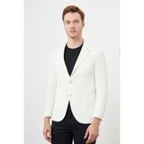 Morven Erkek Beyaz Örme Slim Fit Torba Cep Mono Yaka Spor Ceket - 48 - 6 Drop