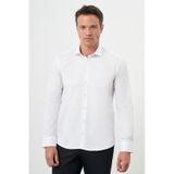 Morven Erkek Beyaz Pamuk Düz Desen İtalyan Yaka Slim Fit Gömlek