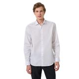 Morven Erkek Beyaz Pamuk Slim Fit İtalyan Yaka Gömlek