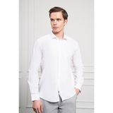 Morven Erkek Beyaz Pamuk Trend Slim Fit Dar Kesim İtalyan Yaka Gömlek