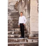 Morven Erkek Beyaz Slim Fit Dar Kesim Düz Sert Yaka Uzun Kollu Gömlek