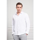 Morven Erkek Beyaz Trend İtalyan Yaka Slim Fit Dar Kesim Gömlek