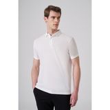 Morven Erkek Beyaz Trend Jakarlı Polo Yaka Dinamik Fit T-shirt