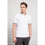 Morven Erkek Beyaz Trend Merserize Düz Düğmeli Yaka Dynamic Fit T-Shirt - XL