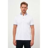Morven Erkek Beyaz Trend Merserize Düz Düğmeli Yaka Dynamic Fit T-shirt