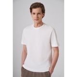 Morven Erkek Ekru Basic Bisiklet Yaka Dynamic Fit Pamuk T-Shirt - XL