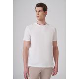 Morven Erkek Ekru Trend Düz Penye Bisiklet Yaka T-shirt