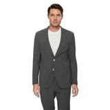 Morven Erkek Füme Poliviskon Trend Çizgili Slim Fit Mono Yaka Takım Elbise