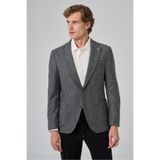 Morven Erkek Gri Örme Slim Fit Mono Yaka Ceket