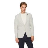 Morven Erkek Gri Örme Trend Çizgili Slim Fit Mono Yaka Ceket