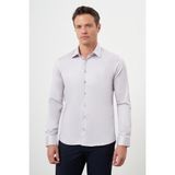 Morven Erkek Gri Pamuk Düz Desen Sert Yaka Slim Fit Gömlek - 2XL