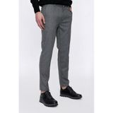 MORVEN Erkek Gri Poliviskon Desenli Slim Fit Pantolon