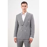 Morven Erkek Gri Poliviskon Trend Kruvaze Slim Fit Sivri Yaka Takım Elbise - 50 - 6 Drop