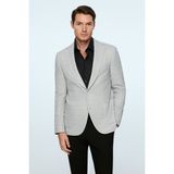 Morven Erkek Gri Polyester Trend Ekoseli Slim Fit Mono Yaka Ceket - 56 - 6 Drop