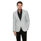 Morven Erkek Gri Polyester Trend Ekoseli Slim Fit Mono Yaka Ceket