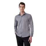 Morven Erkek Gri Polyester Trend Slim Fit Tam İtalyan Yaka Gömlek