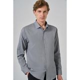 Morven Erkek Gri Slim Fit İtalyan Yaka Gömlek