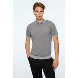 Morven Erkek Gri Trend Polo Yaka Tencel Triko T-Shirt